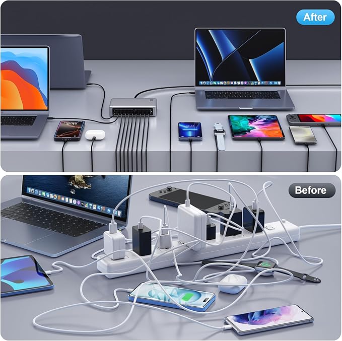 730W USB C Charger Block, GaN IV Fast Charging Station Hub 10 Ports, QC4.0+3 PD - Image 6
