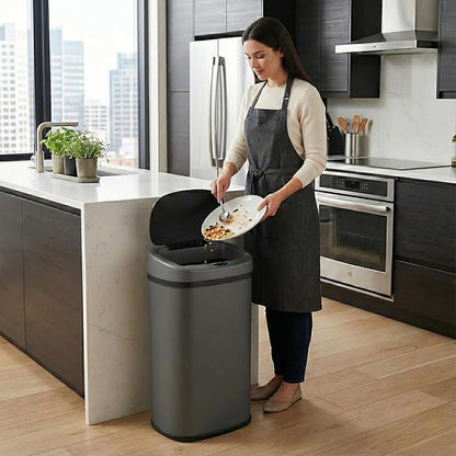 iTouchless 13 Gallon Oval Sensor Trash Can - Image 2