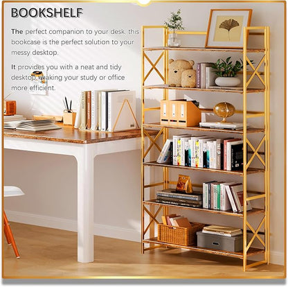 4NM Extra Wide 6 Tiers No Assembly Book Shelves, 61.8" H Folding Bookshelf - Image 3