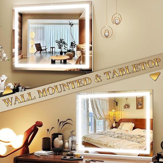 ROLOVE 23x18 Inch Lighted Vanity Mirror, 3-Color Dimmable LED & Touch Control - Image 5