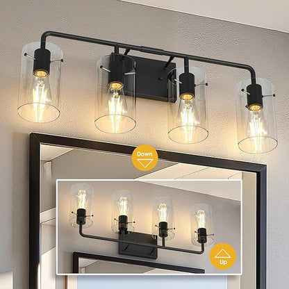 L LOHAS LED 4-Light Bathroom Light Fixtures, 26.37" Black Bathroom Vanity Light - Image 8