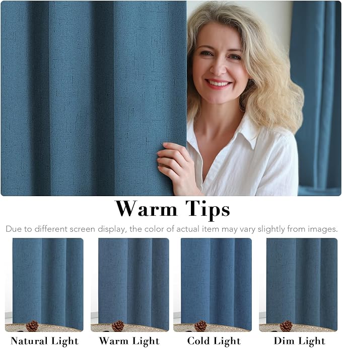 H.VERSAILTEX Linen Blackout Curtains Durable Thick Textured Linen Look 100% - Image 5