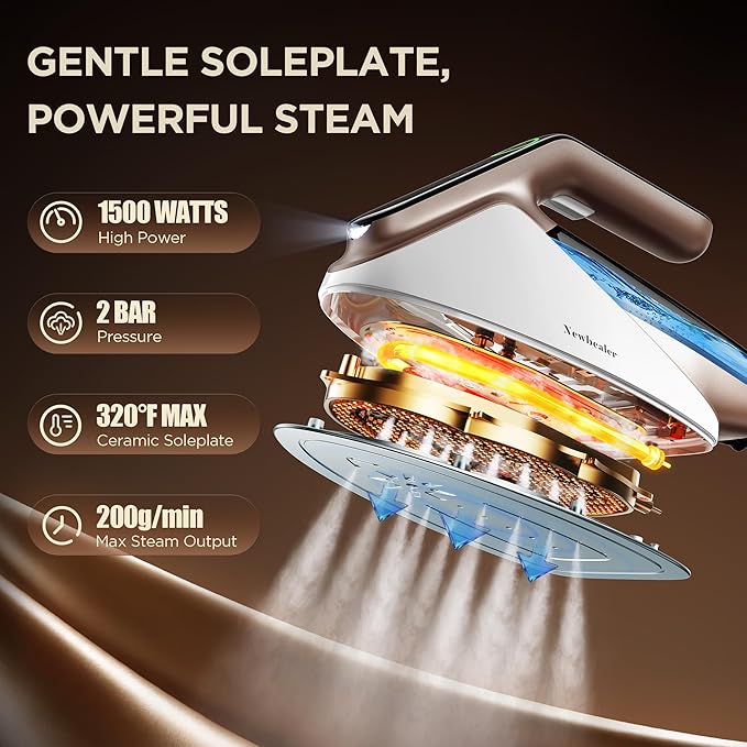 Newbealer Steam Generator Iron, 1500W Turbo Steamer - Image 2