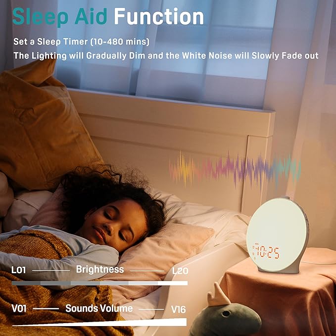 JALL Sunrise Alarm Clock White Noise Sound Machine - Image 3