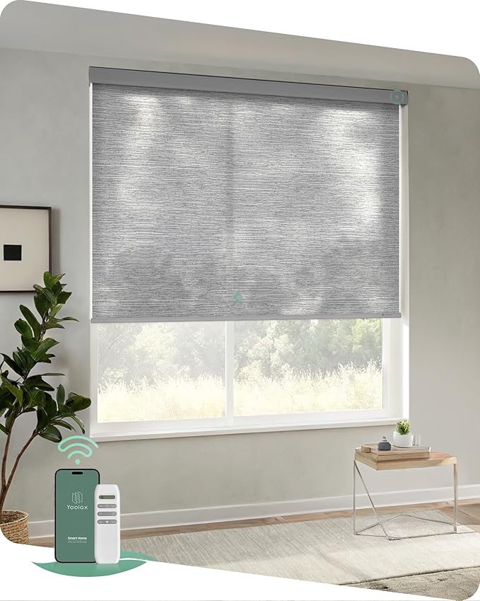 Yoolax Motorized Blinds with Remote, Light Filtering Remote Shades by Yoolax
