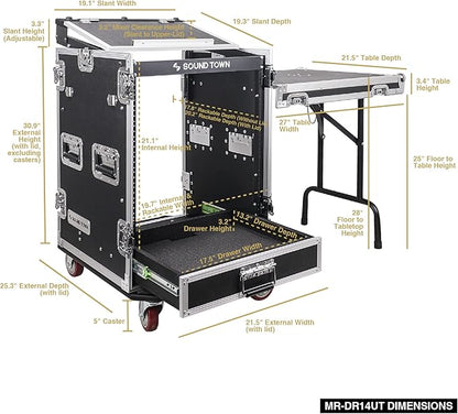 Sound Town 14U PA DJ Pro Audio Rack/Road ATA Case - Image 7