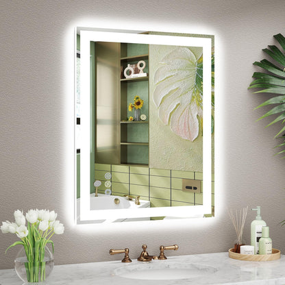 24x30 LED Bathroom Mirror, 6000LM, Separate Front and Back Lights | UL Certified,Shatter-Resistant Tempered Glass,Auto-Off Defogger,3 Color Modes,Smooth Dimming,Smart Memory Setting
