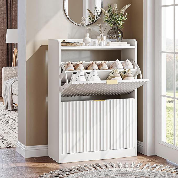CHUWELL Fluted Shoe Cabinet Storage - Image 8