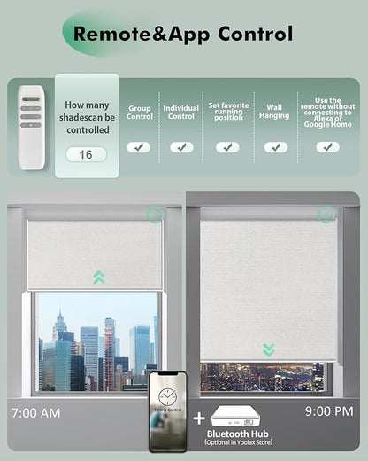 Yoolax Motorized Blinds with Remote, Automatic Roller Shades Cordless Electric - Image 4