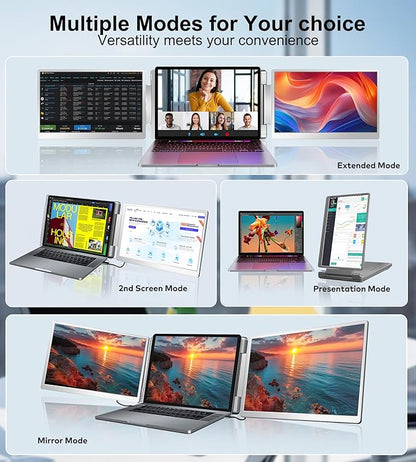 FOPO 14" Triple Monitor Laptop Screen Extender-FHD 1200P 16:10 Laptop Screen - Image 6
