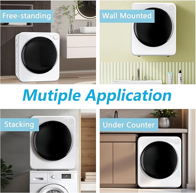 1.7 Cu.Ft Portable Clothes Dryer, 800W Front Load Compact Laundry Dryer Machine - Image 7