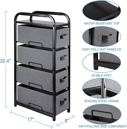 MAX Houser 4 Drawer Narrow Dresser Fabric Storage Tower Vertical Slim Storage - Image 3