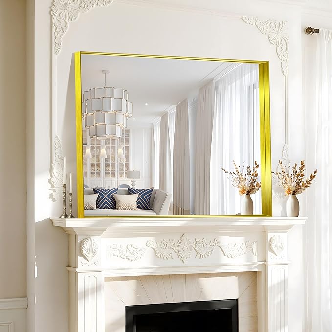 CIRCUMI Gold Bathroom Mirror, Brushed Finish, Tempered Glass, Mirror - Image 4