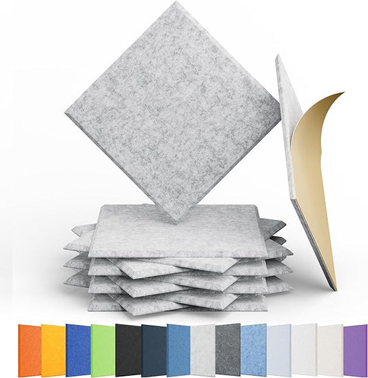 Amantech 12 Pack Acoustic Panels Self Adhesive Sound Proof Foam, High Density by Amantech