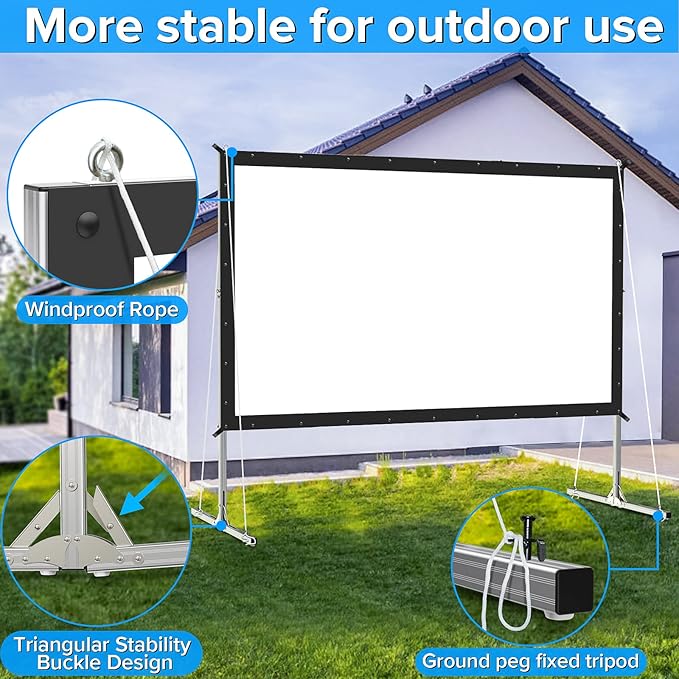 Projector Screen and Stand, JWSIT 110 inch Outdoor Movie Screen-Upgraded 3 - Image 4