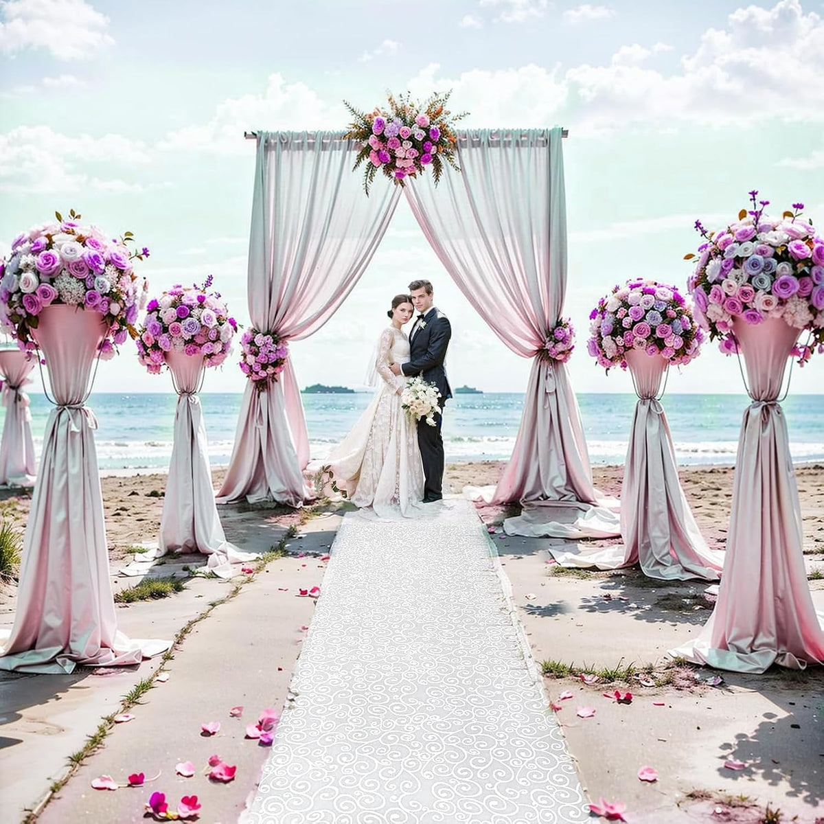 Thickened Aisle Runner for Wedding CeremonyFeet White Aisle Runner Walkway fo...