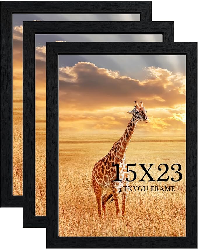 TKYGU 15x23 Picture Frame Set of 3, Wooden Frame Black by TKYGU