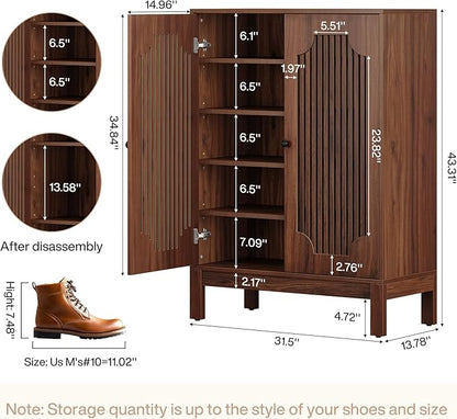 Tribesigns Shoe Cabinet with Doors, 5-Tier Shoe Storage Cabinet with Adjustable - Image 2