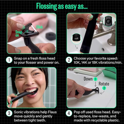 FLAUS Electric Flosser 3 Speeds + 135 Refill Heads Variety Pack Water Flosser - Image 6