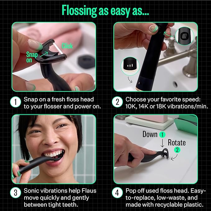 FLAUS Electric Flosser Refills 90ct Gentle Gliding Dental Floss Heads - Image 5