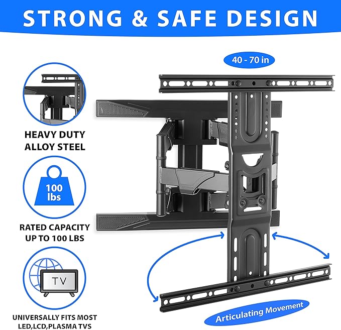 Mount Factory Heavy-Duty Full Motion TV Wall Mount - Image 2