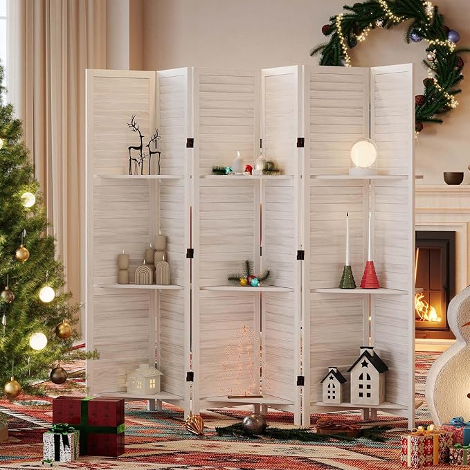 Partition Room Dividers, Folding Wood Privacy Screen - Image 8