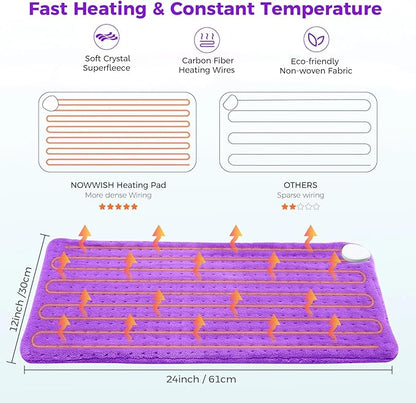 NOWWISH Heating Pad for Back Pain Relief & Period Cramps, 24x12 Inches Electric - Image 7