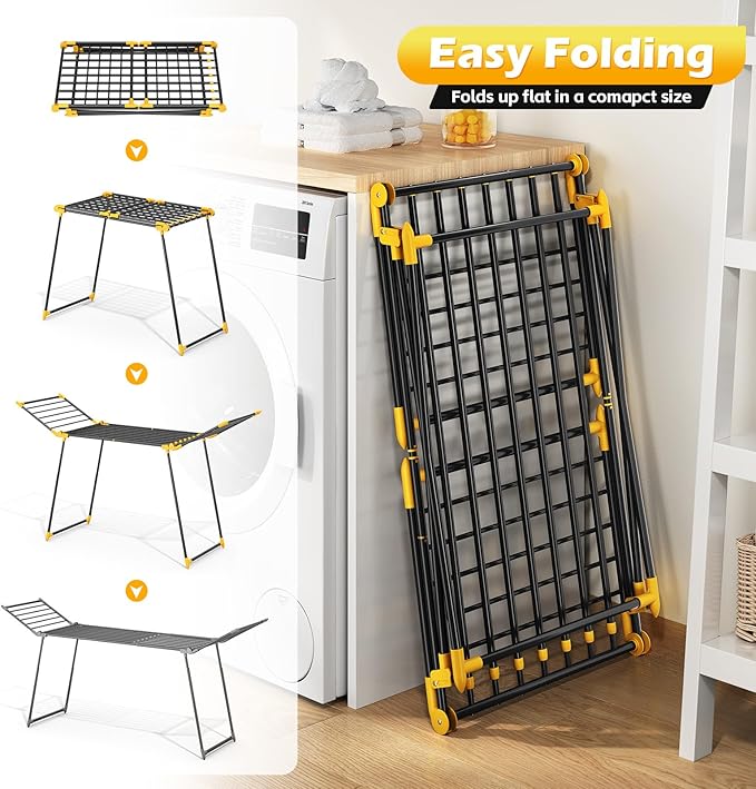 APEXCHASER Clothes Drying Rack Foldable, Large Drying Rack Clothing Retractable - Image 4