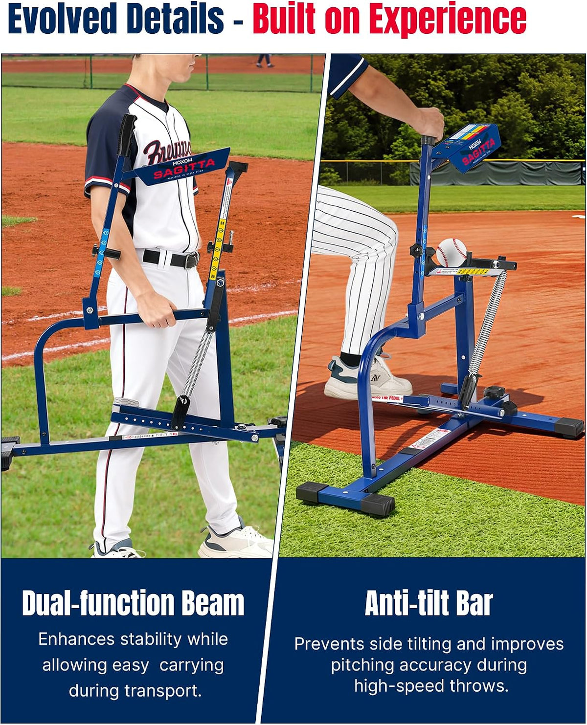 MOXOW Sagitta Manual Baseball & Softball Pitching Machine with Ball Caddy...