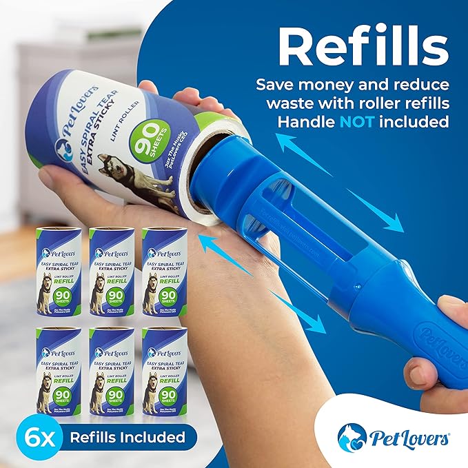 PetLovers Extra Sticky Lint Roller 6 Pack of Refills Only - Image 3