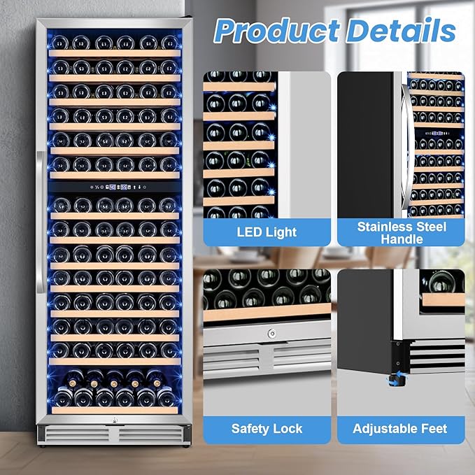 180 Bottles Wine Fridge 24 Inch Dual Zone Wine Cooler Refrigerator Freestanding - Image 2