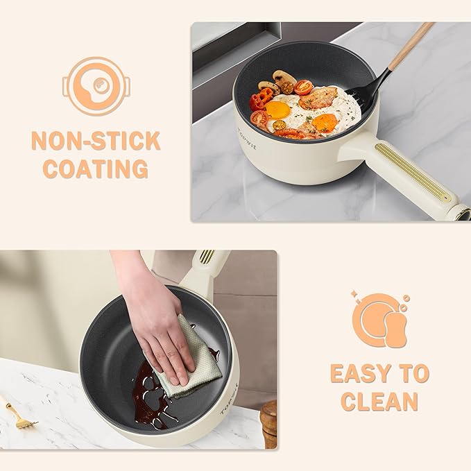 TOPWIT Hot Pot Electric, 2L Multifunctional Electric Pot, Non-Stick Sauté Pan - Image 6
