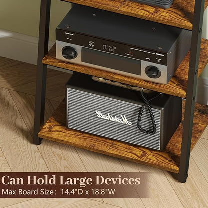 4-Tier AV Media Stand with Power Strips, Heavy Duty Stereo Cabinet Stand with - Image 7