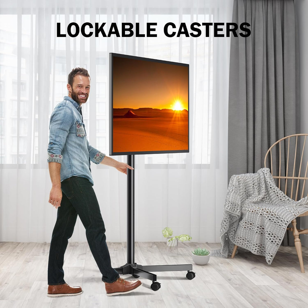 XINLEI Mobile TV Carts, Rotating Rolling TV Stand on Wheels for 13-50" F...