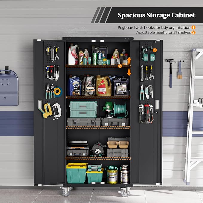 VINGLI 72'' Tall Garage Storage Cabinet, Metal Storage Cabinet - Image 7