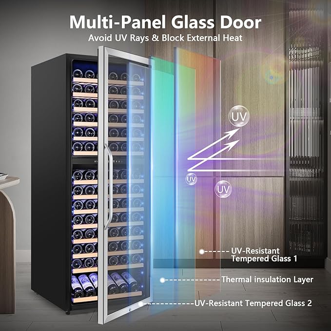 24" Wide Dual-Zone Wine Fridge 154-Bottles, Tall Freestanding/Built-in Wine - Image 6