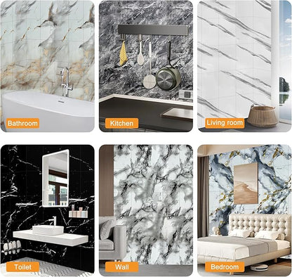 Wall Panels Peel and Stick，PVC Imitation Artificial Marble Tiles Sticker，20 pcs - Image 5