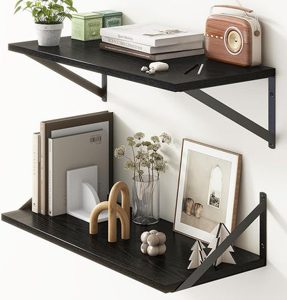 Deep Black Floating Shelves for Wall, 10 Inch Deep Floating Shelf by FunMemories