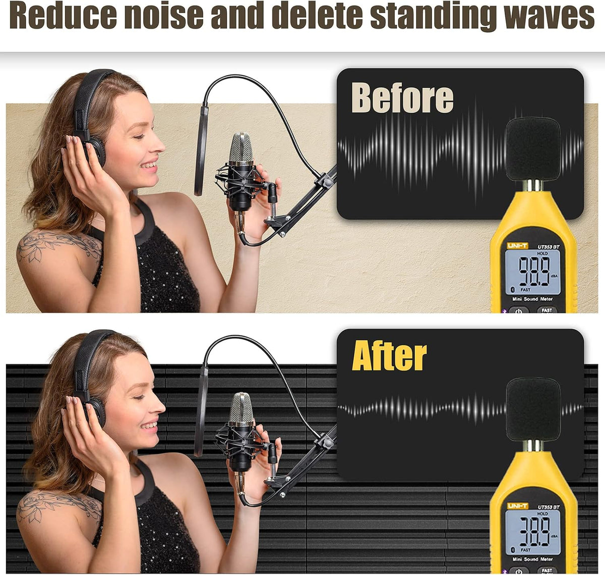 18 Pack Sound Proof Foam Panels, 12" x 12" x 2" High-Density A...