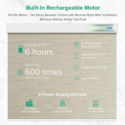 Kilonity Motorized Roller Shades, Light Filtering Remote Control Custom Window - Image 3