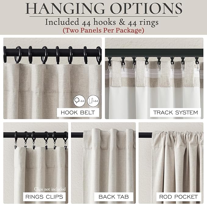 Curtains 60 Inch Length Wide Pleated Blackout Curtain - Image 3