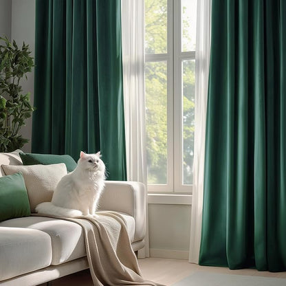 FMFUNCTEX Velvet Curtains Emerald Green Thermal Insulated Curtains - Image 4
