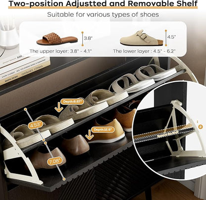 Shoe Cabinet Storage, Farmhouse Freestanding Organizer - Image 4