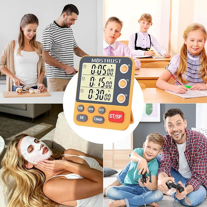 MOSTRUST Digital Dual Kitchen Timer, 3 Channels Countdown Triple Timer - Image 7