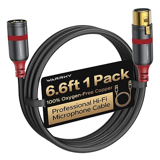 Warrky XLR Cables 6ft 1 Pack Balanced Microphone Cable Male to Female by WARRKY