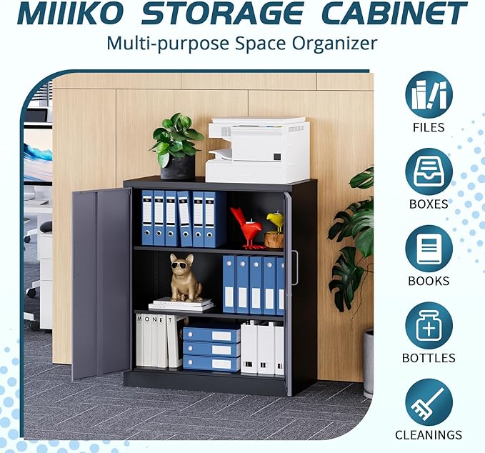 MIIIKO Metal Storage Cabinet, Base Cabinets 2 Door, Steel Storage Cabinets - Image 3