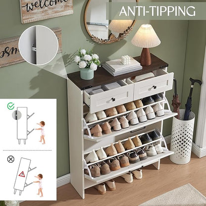 Shoe Storage Cabinet, Farmhouse Shoe Organizer - Image 4