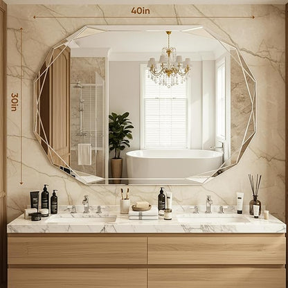 Suidia Bathroom Mirror, Frameless Bathroom Mirror - Image 3