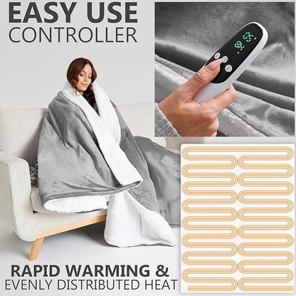 Heated Blanket Electric Luxurious Fleece Queen Blanket, 9 Heat Settings & 12H - Image 3