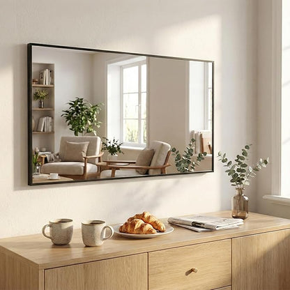 48''x30'' Black Bathroom Mirror, Large Metal Framed Vanity Mirror - Image 3